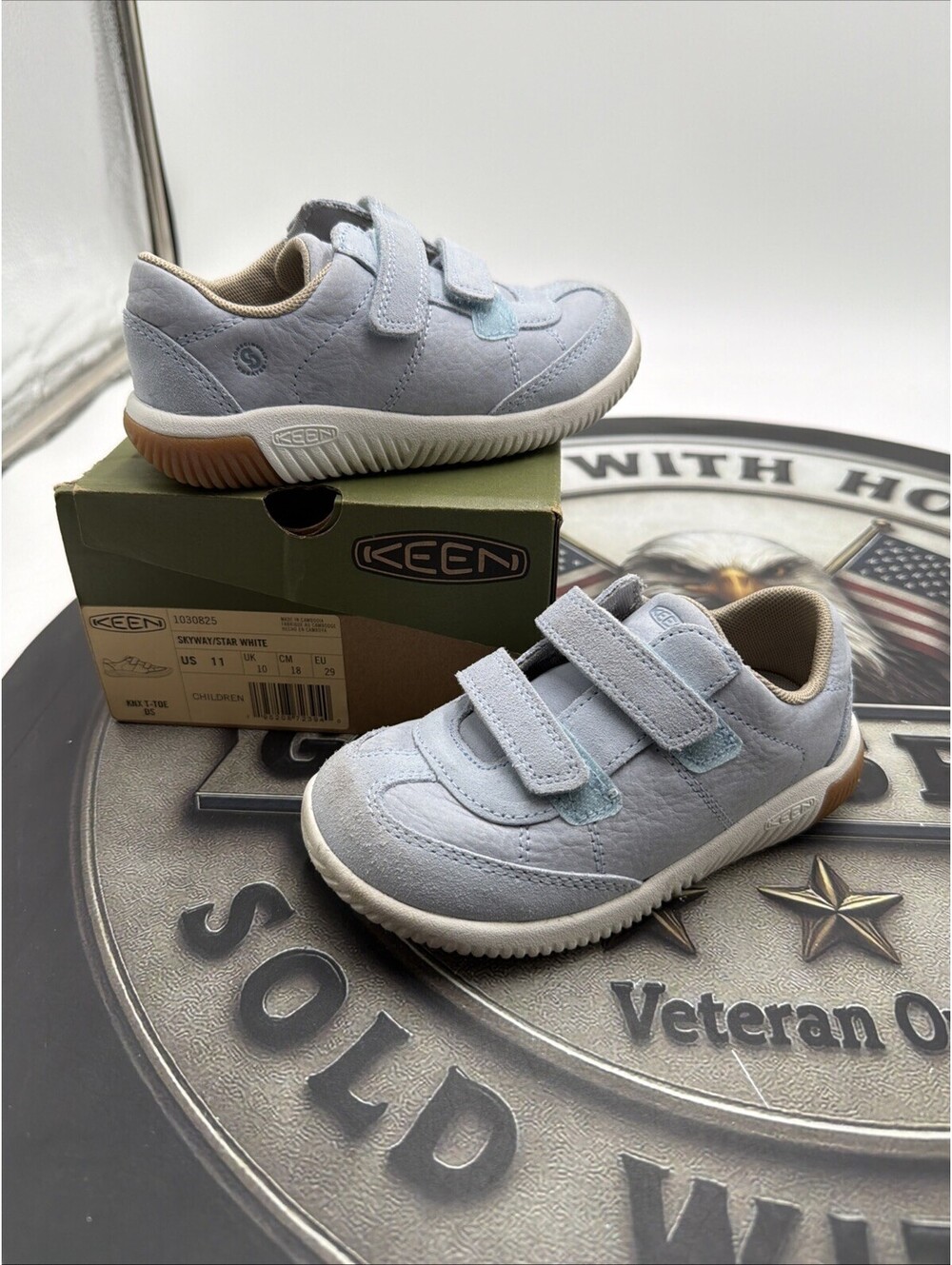 Keen KNX T-TOE DS Leather Support Breathable Kids' Outdoor Shoes Blue Size 11